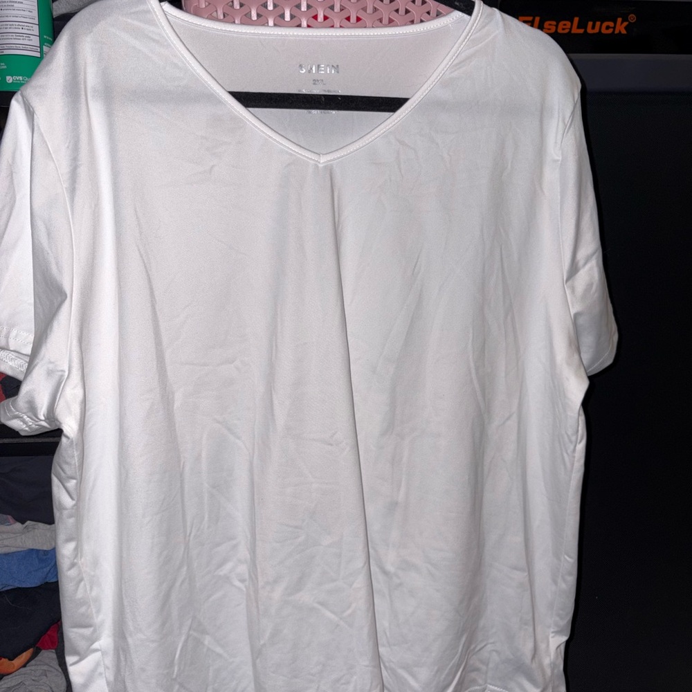 SHEIN Classic White V-Neck Short Sleeve Tee (worn maybe once)